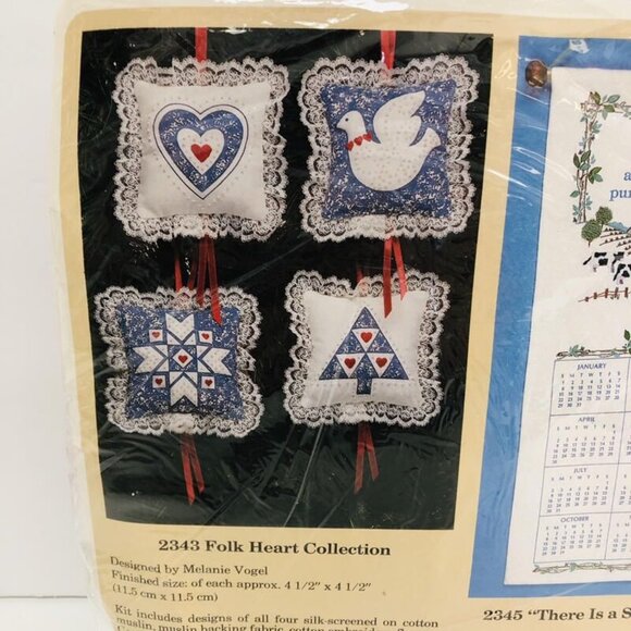 Vintage Needlepoint Stitchery Kit 2343 The Creative Circle Folk Heart Collection - Picture 2 of 3